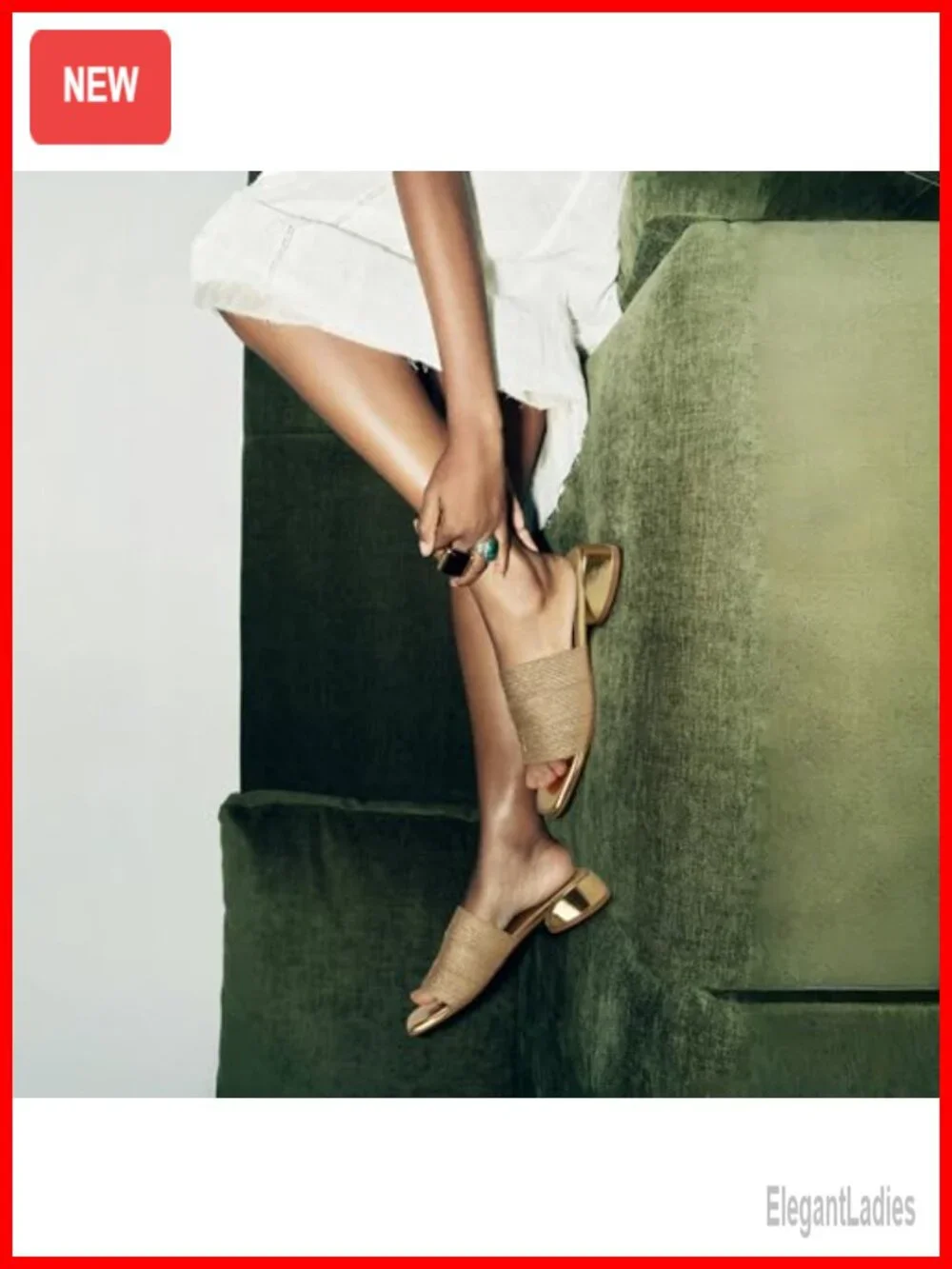 Women's Kitten Heel Slide Mule Sandals Faux Leather Square Open Toe